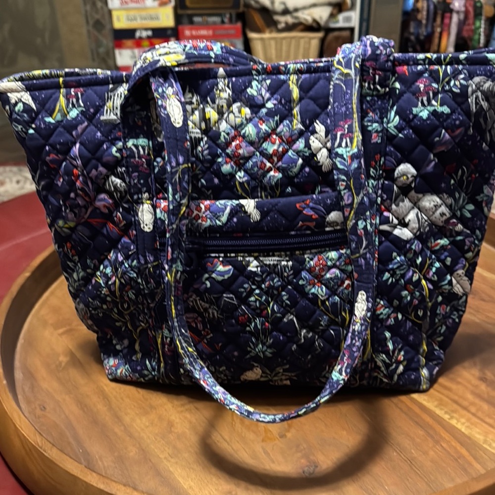 Vera Bradley Blue Quilted Tote Bag with Harry Potter print Forbidden Forrest